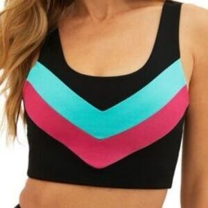 Beach Riot Chevrons Colorblock Sports Bra in Tidal, Size Large, $98